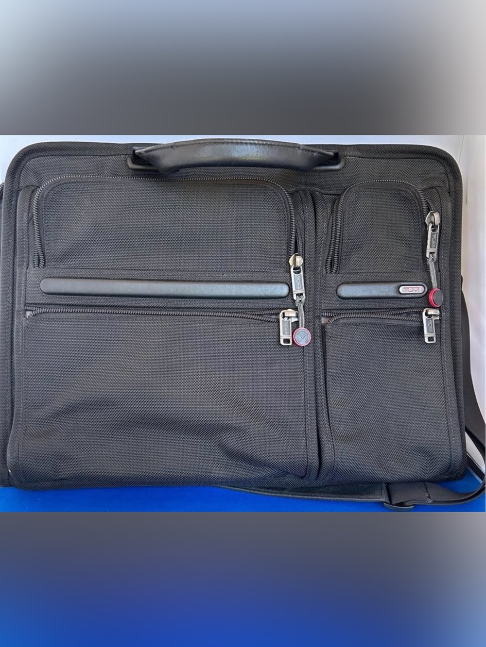 Tumi Black Laptop Briefcase with Front Zip Pockets